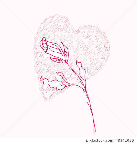 Rose and heart background - Stock Illustration [8841059] - PIXTA