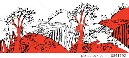 Landscape abstract sketch decorative Landscape abstract sketch decorative 8841192