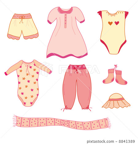 Collection of the baby girl clothes 8841389
