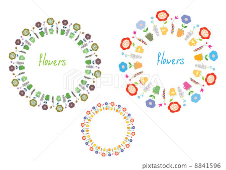 Flowers circle frames set 8841596