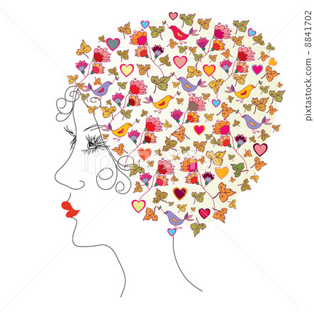 Floral head silhouette 8841702