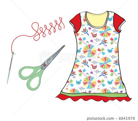 Sewing set with needle, scissors and dress 8841978