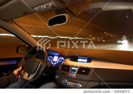 car in motion at night car in motion at night 8848051