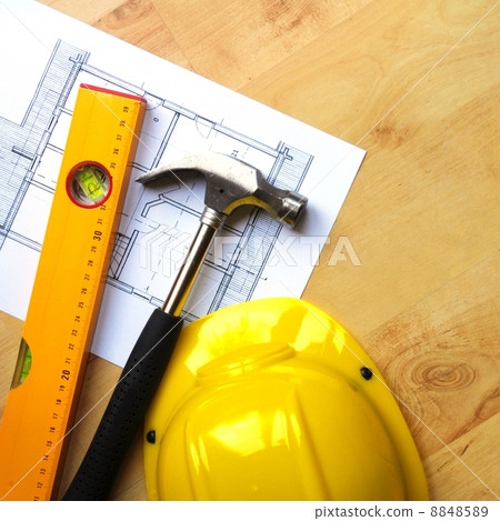 hard hat and tool 8848589