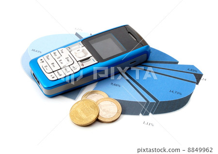 cell phone over business chart cell phone over business chart 8849962