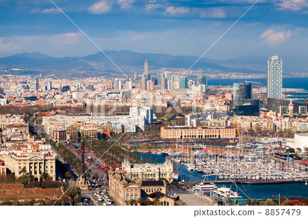 view of Barcelona city with Port Vell view of Barcelona city with Port Vell 8857479