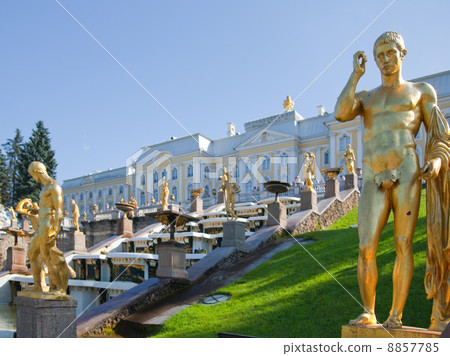 Golden sculptures in Peterhof 8857785
