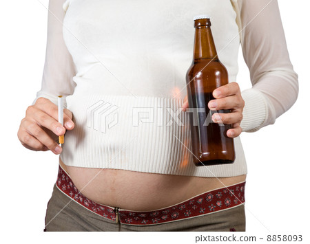 pregnant woman holding cigarette and beer 8858093