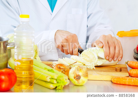 chef cooking vegetarian salad chef cooking vegetarian salad 8858168
