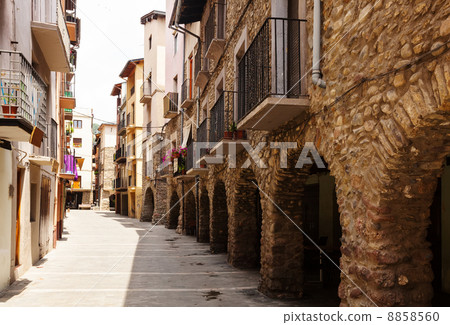 picturesque street of old Catalan town 8858560