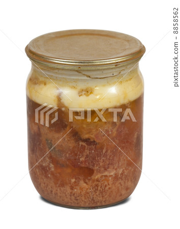 canned meat in glass 8858562