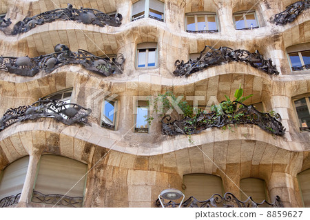 Close up of Casa Milai. Barcelona, Spain. 8859627