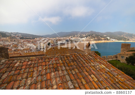 wide angle shot of European town wide angle shot of European town 8860137