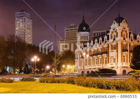 Night view of Spain Square in Madrid,= Night view of Spain Square in Madrid,= 8860533