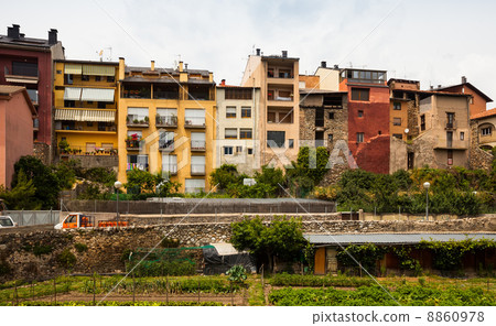 picturesque houses of Catalan town 8860978