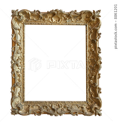 Vintage gold picture frame isolated with clipping path Vintage gold picture frame isolated with clipping path 8861201