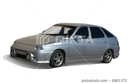 Gray car on white 8861372
