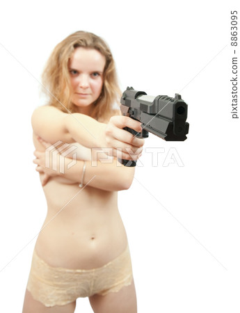 girl aiming gun. Focus on gun only girl aiming gun. Focus on gun only 8863095