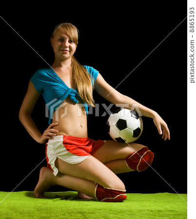 female soccer player with ball female soccer player with ball 8865193