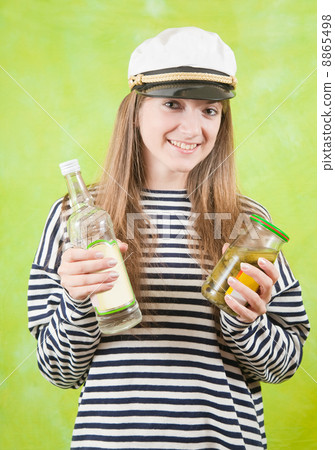 female sailor with vodka 8865498