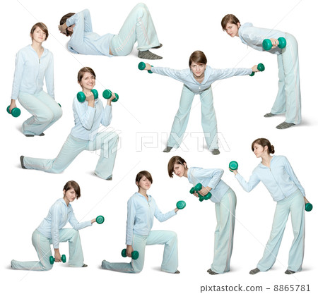 Sporty gir with barbell 8865781