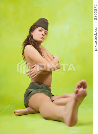 Topless girl in garrison cap 8865872