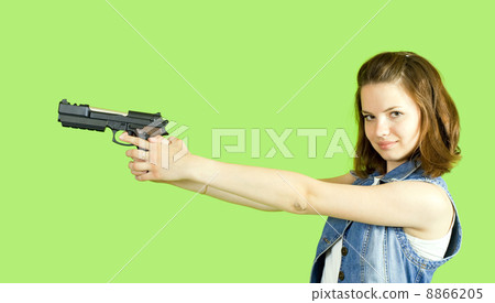 girl in white with gun 8866205