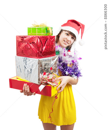 girl with few coloured gifts girl with few coloured gifts 8866300