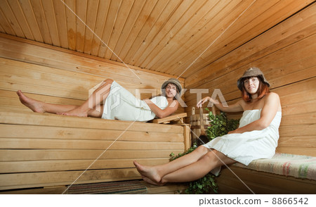 Happy girl in sauna Happy girl in sauna 8866542