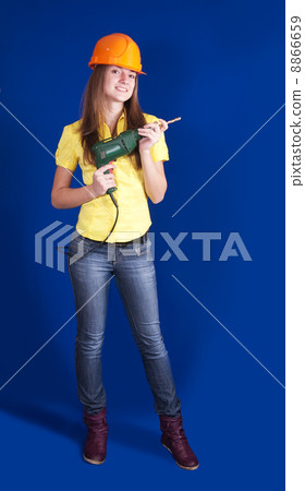 Female worker with drill 8866659