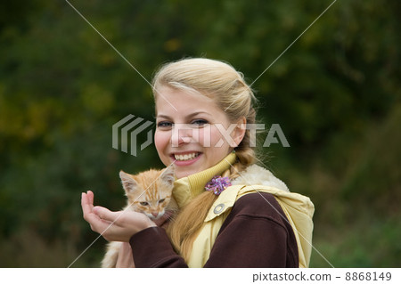 girl with kitten girl with kitten 8868149
