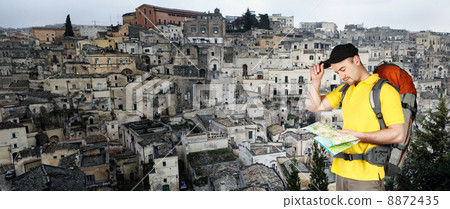man and matera panoramic view 8872435