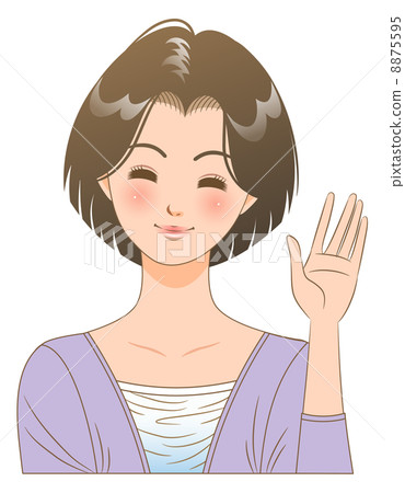 女性/面部表情/揮手 8875595
