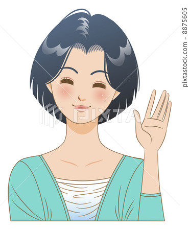 女性/面部表情/揮手 女性/面部表情/揮手 8875605