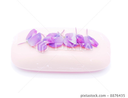 soap and flowers on white background soap and flowers on white background 8876435