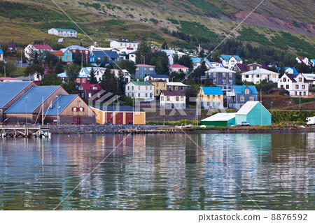 The town of Siglufjordur, the Northern part of Iceland 8876592