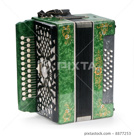 Green Accordion, isolated on white background 8877253