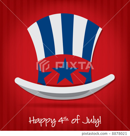 Patriotic Uncle Sam hat 4th of July card in...-插圖素材 [8878021] - PIXTA圖庫