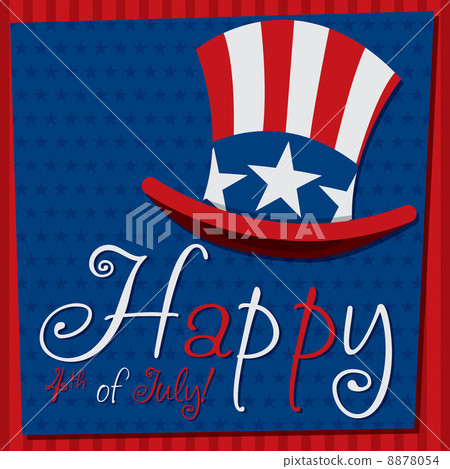 Patriotic Uncle Sam hat 4th of July card in... - Stock Illustration ...