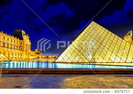 PARIS - SEPTEMBER 17. Glass pyramid and the Louvre museum on Sep 8878757
