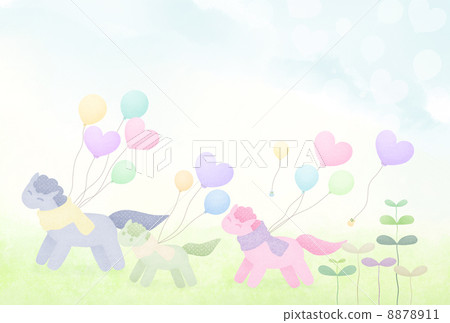 Horse parent and child and balloon 8878911