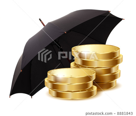 coins under a black umbrella 8881843