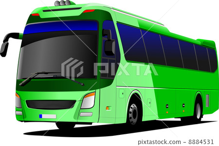Green tourist bus. Coach. Vector illustration 8884531