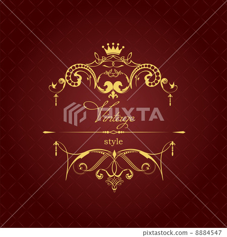 Stock Illustration: Gold ornament on brown background. Can be used as invitation car