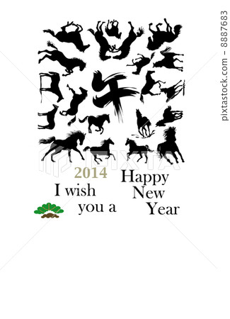 馬例證新年的卡片模板 馬例證新年的卡片模板 8887683