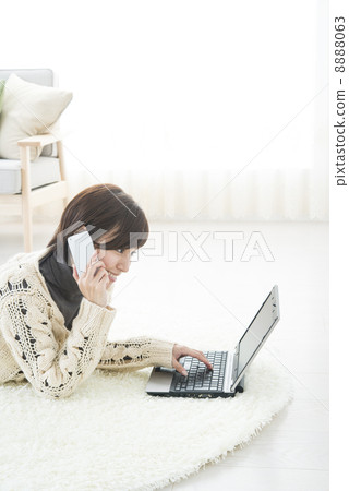 Young lady Lifestyle laptop smartphone Young lady Lifestyle laptop smartphone 8888063