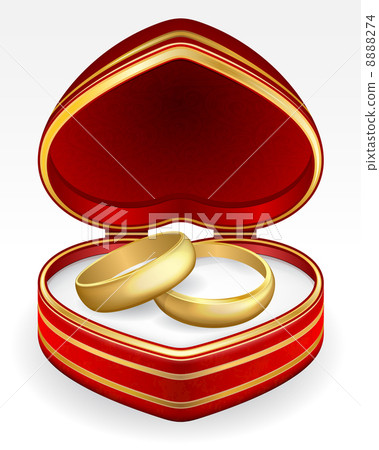 Gold wedding rings with heart-shaped box 8888274