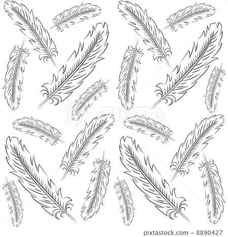 Hand drawn feather pattern Hand drawn feather pattern 8890427