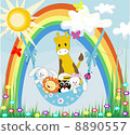 Baby animals on a rainbow 8890557
