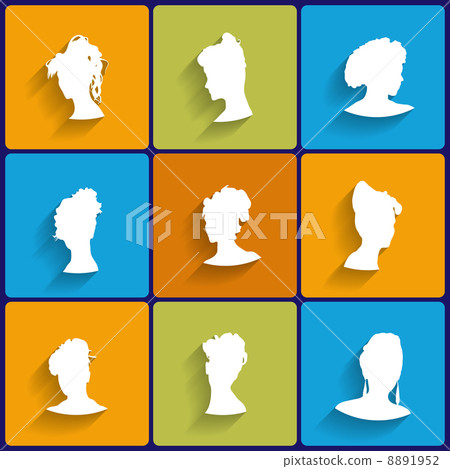Vector Flat Icons Set of Female Silhouettes Vector Flat Icons Set of Female Silhouettes 8891952